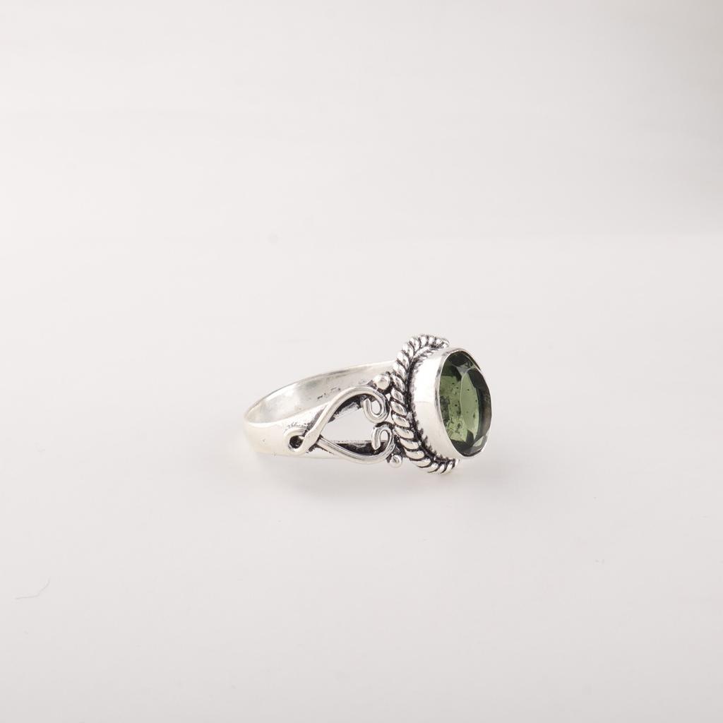 Natural Green Tourmaline Gemstone 925 Sterling Silver Jewelry Handcrafted Ring RR-8-47