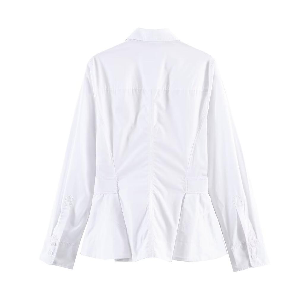 European and American style, new women's clothing, foreign style, short skirt hem poplin shirt 1071974