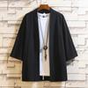 Summer Men's Kimono Jackets Cardigan Mens Lightweight Casual Blends Seven Sleeves Open Front Coat Outwear