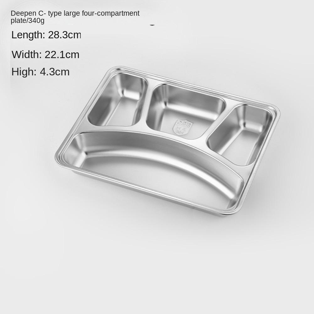 Divided Stainless Steel Dinner Plate Stackable Lunch Container Tray Breakfast Plate  Canteen