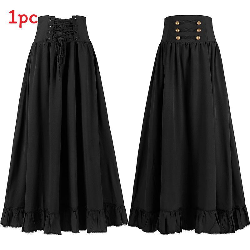 Halloween Gothic Renaissance Skirt With Drawstring For Cosplay And Costumes