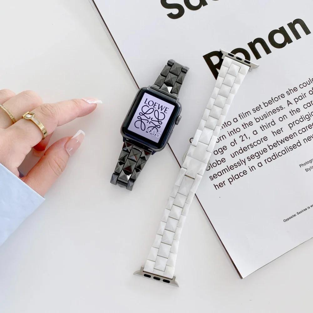 Ceramic Strap For Apple Watch Band 46mm 45mm 44mm 49mm 42mm 38mm 40mm 41mm Wristband iWatch Series Ultra 2 10 9 8 7 6 5 4 3 SE