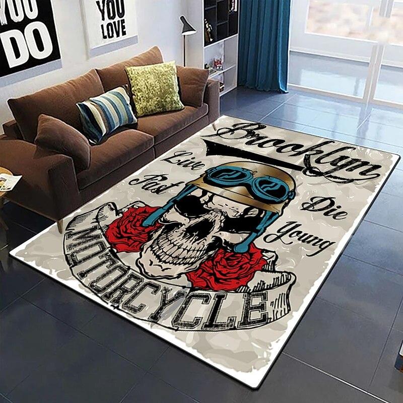 Horror Series Skulls Before Christmas Pattern Area Rug Bedroom Sponge Bedside Mat Entrance Door Carpet Washable