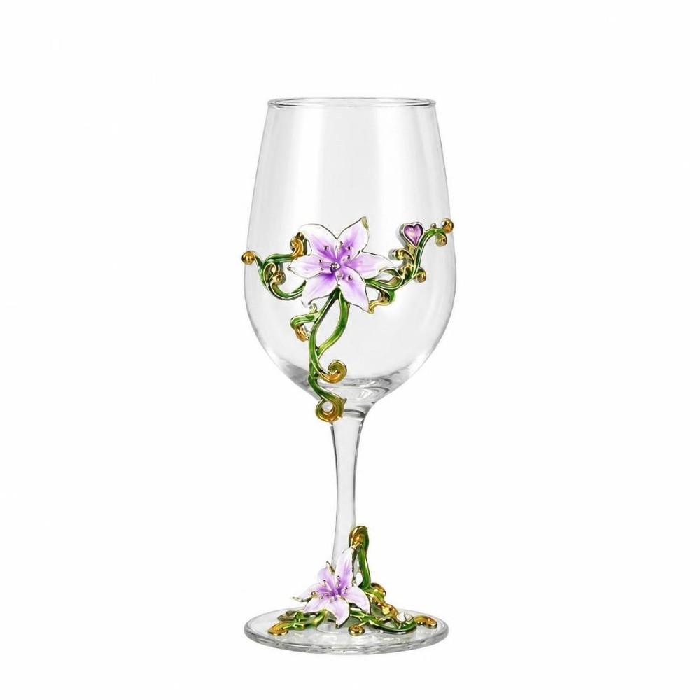 Enamel Clear Stemmed Cup Transparent Glass Goblet Drinkware Tall Glass Christmas