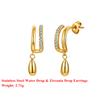 Effie Queen Edelstahl 18 Karat Gold Wassertropfen Zirkonia Tropfenohrringe Feiner Schmuck für Damen Hochzeitsfeier Bankett Geschenk STKE26