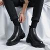 big size mens fashion chelsea boots black tide platform shoes cowboy original leather boot handsome autumn winter ankle botas