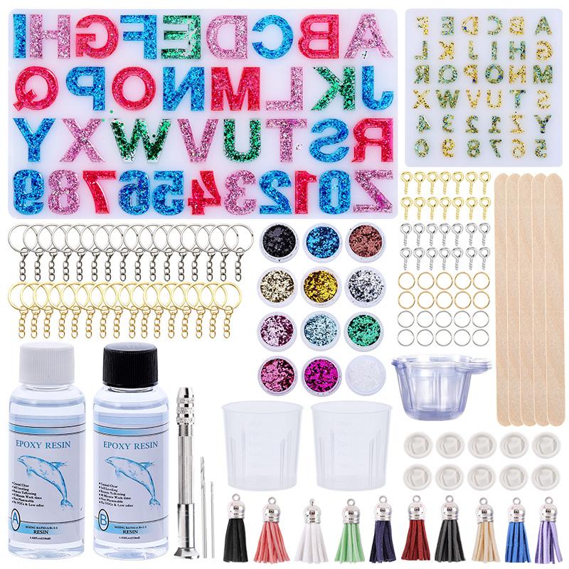 

Epoxy Resin Silicone Molds Starter Kit All in One Office Home Decor Art Clear Craft Jewelry Making Kit for Keychain Necklace DIY