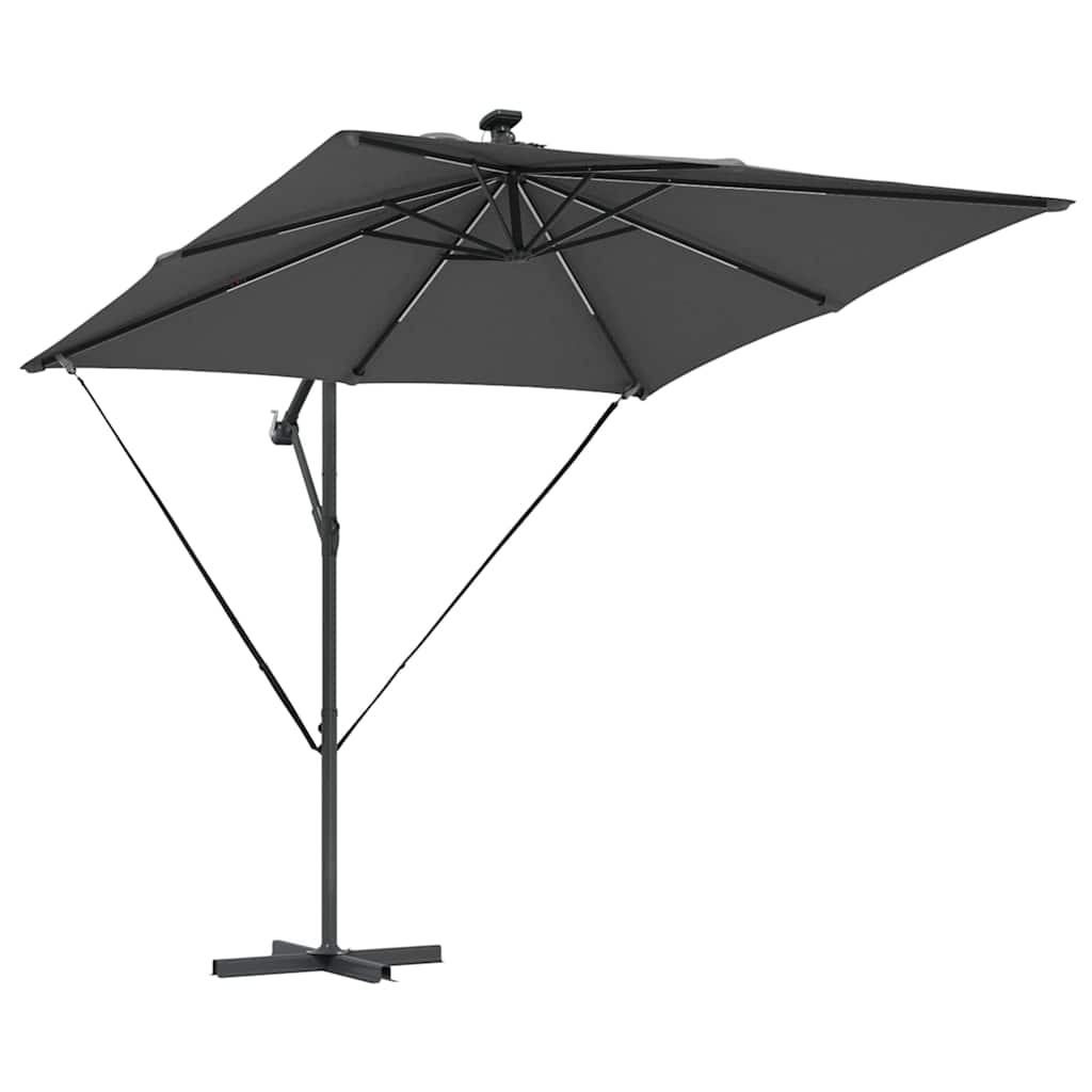 Cantilever Banana Sun Umbrella with LED Light Strips Anthracite 249 X 249 X 250 Cm