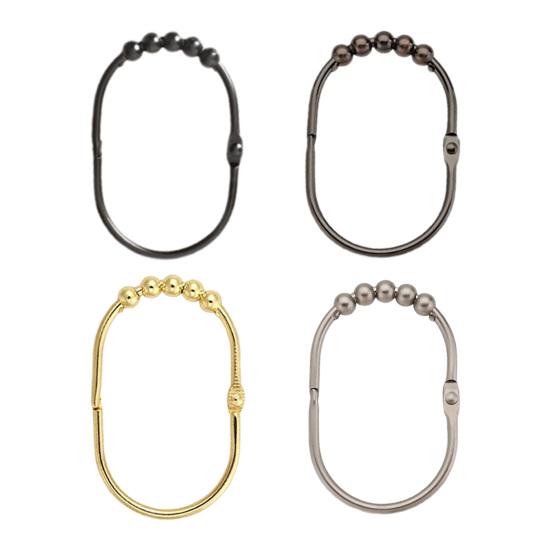 12Pcs Shower Curtain Hook Heavy Duty Stainless Steel Five Balls Universal Shower Rod Ring Hanger Holder Bathroom Supplies