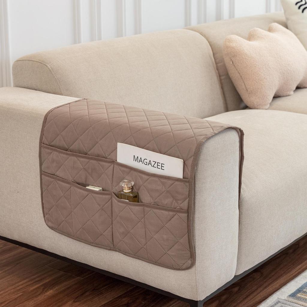 Multifunctional Sofa Armrest Organizer with Storage Pockets for Magazines and Remotes