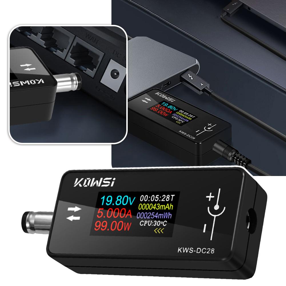 0 96-TFT Display DC5525 Interface Tester 4-30V 0-12A Two-Way Measurement for Voltage Current Measurement