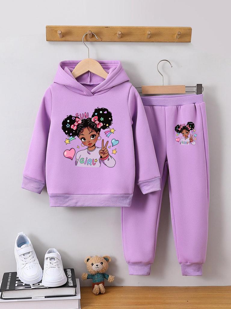 Jesienno-zimowy dziewczęcy zestaw bluz z długim rękawem z kreskówkowym nadrukiem