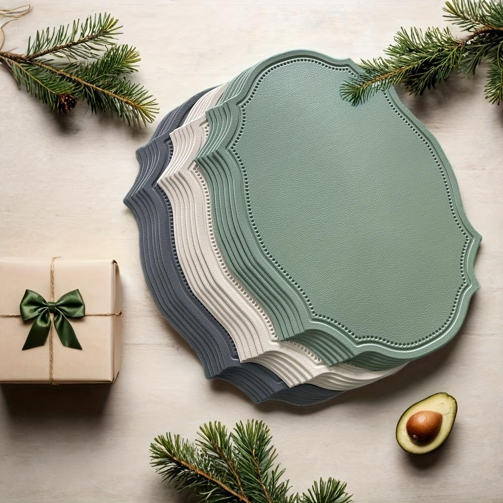 6pcs 30x43cm Oval Lace Placemats High Quality Placemats Suitable for Kitchen, Dining Room, Living Room, Holiday Parties Wedding Table Decor Gift