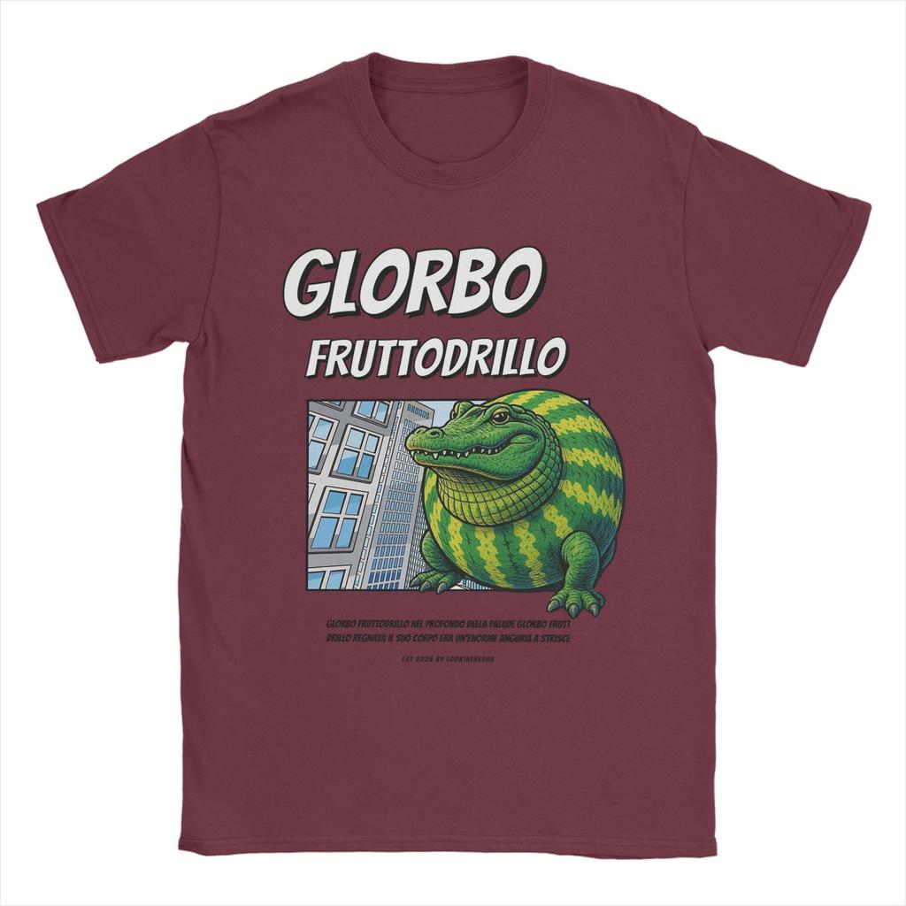 Glorbo Fruttodrillo 90er Comic-Stil Italienisches Brainrot T-Shirt für Herren Reines Baumwoll-T-Shirt Kurzarm-T-Shirt Erwachsenen-Oberteile
