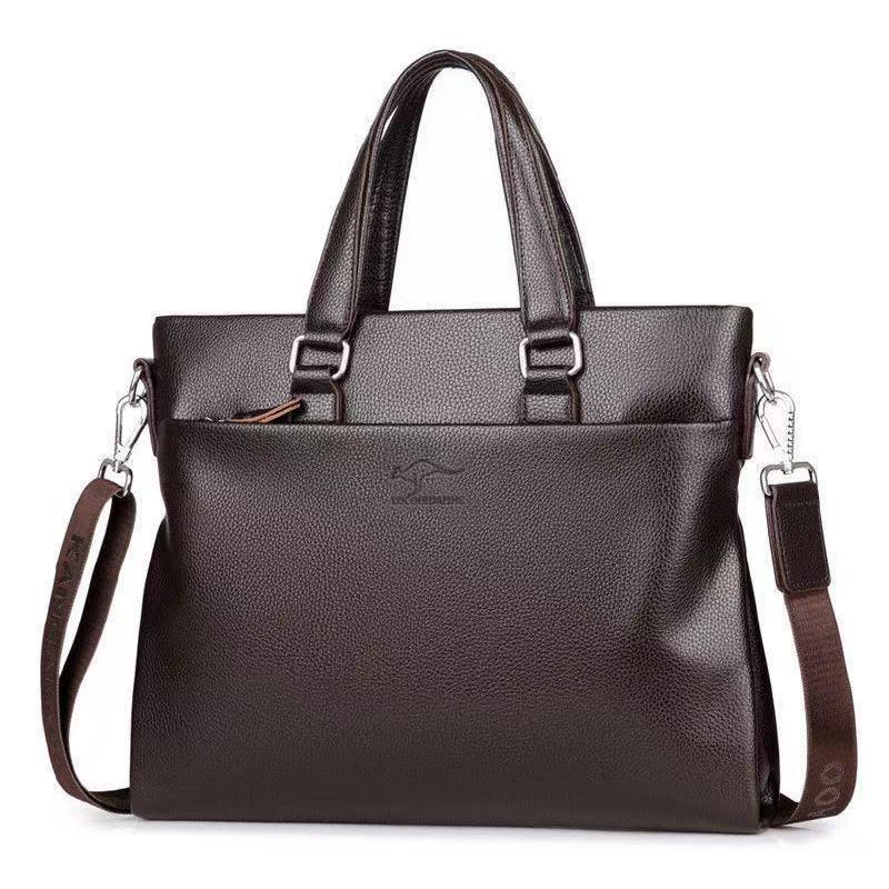 

Men s Large-Capacity Genuine Leather Business Briefcase - Casual Crossbody or Single Shoulder Computer Bag коричневий