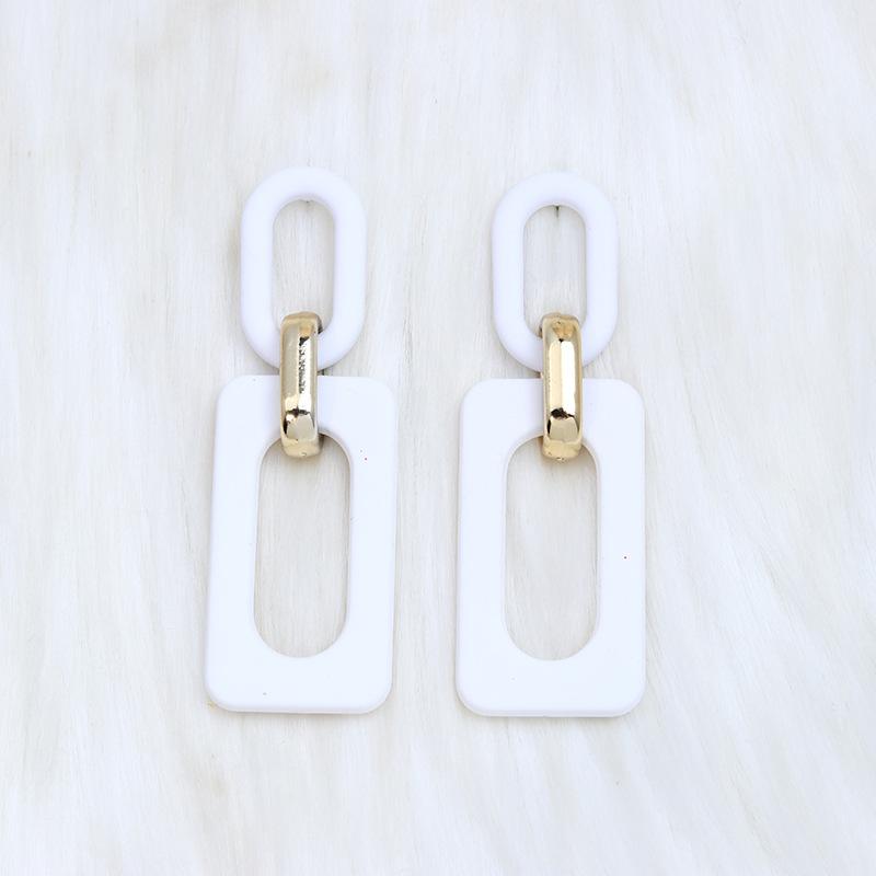 Rectangle Hollow Splicing Acrylic Earrings Stud Earrings Retro Personality Niche Earrings Ear Jewelry Women