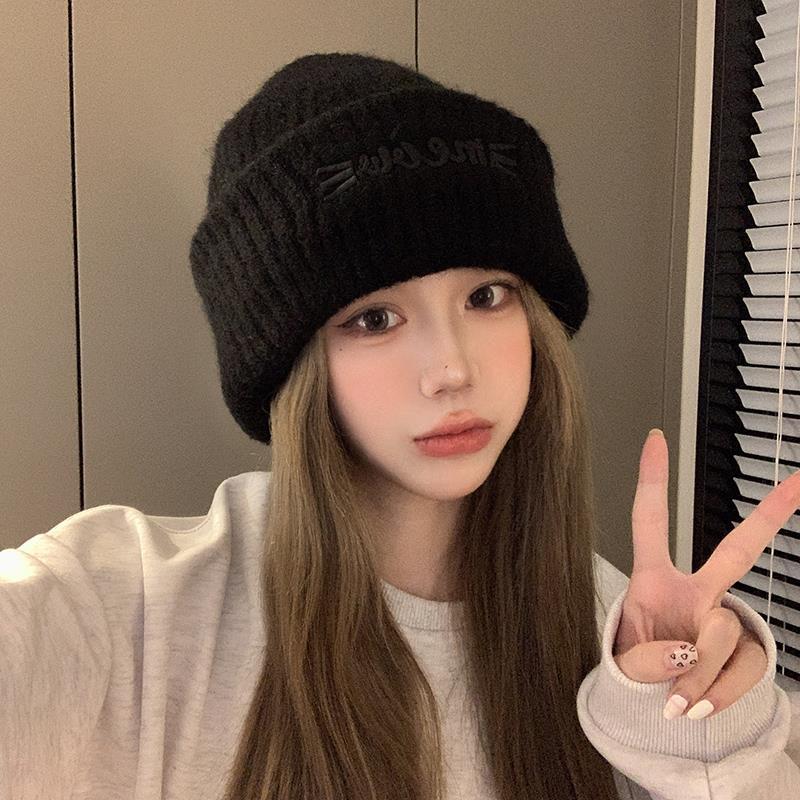 Autumn And Winter Pile Hat Fashion Wool Knitted Hat Loose Large Head Circumference Show Face Small Versatile Casual Cold Hat