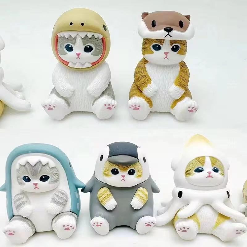 Cat Blind Box Cute Doll Shark Cat Figure Toys Cos Marine Organism Dolls Blind Bag Decoration Fans Children Christmas Gift Random