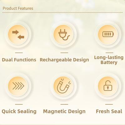 New Rechargeable Mini Sealing Machine Handheld Portable Magnetic Sealing Clip Food Sealer Clip for Plastic Bag Snack Bag