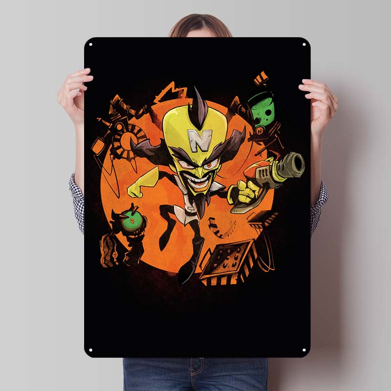 Crash Bandicoot Posters Classic Game Metal Signs Wall Art Mural Custom Tinplate Plaques for Gamers Gaming Room Decoration Retro