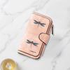 Fashionable long wallet with blue dragonfly and snowflake print design eye catching multifunctional portable coin purse with clasp large capacity