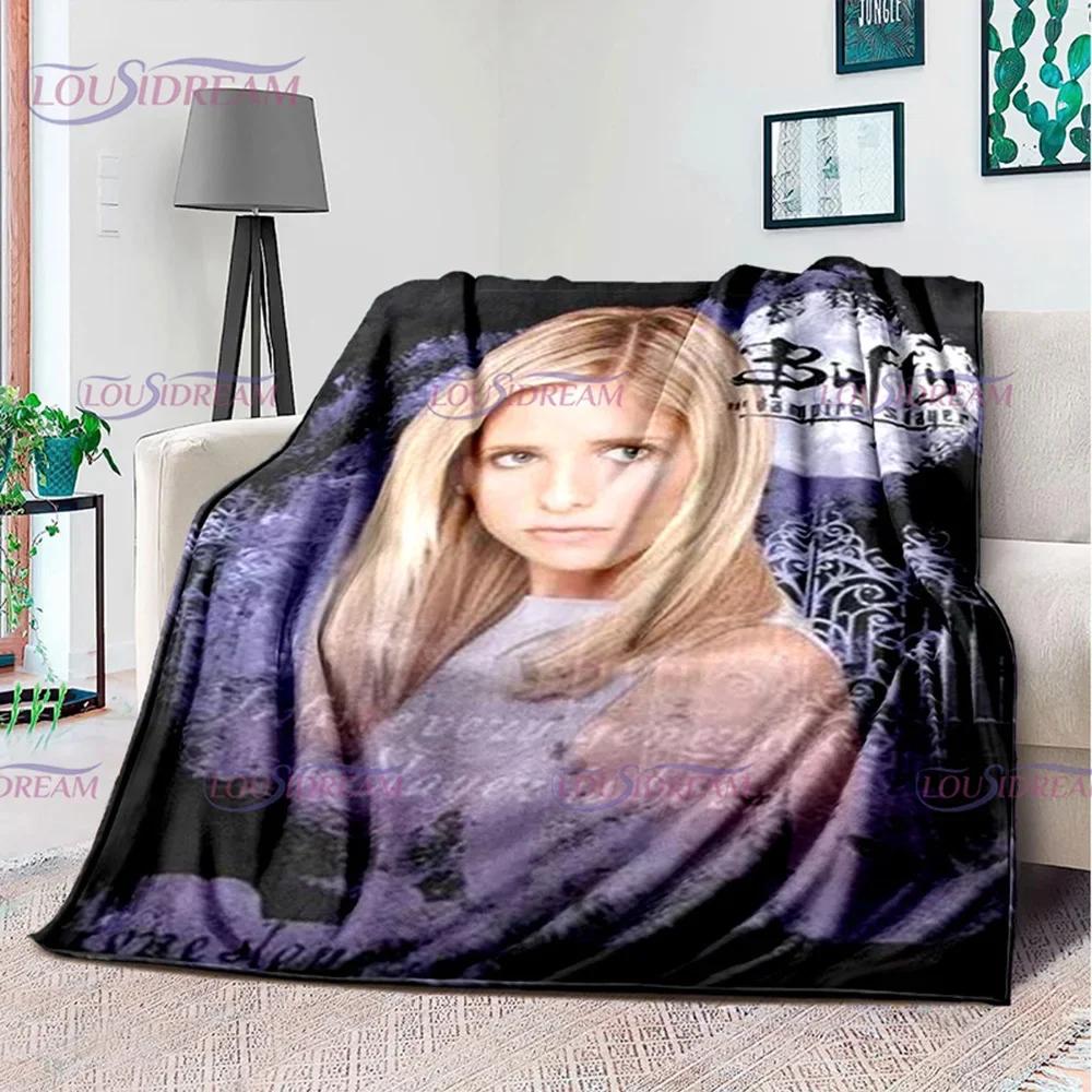 American Drama Vampire Slayer Buffy Soft Flannel Blanket Family Picnic Blanket for Kids Plush Flanner Throw Blanket Sofa Bedding