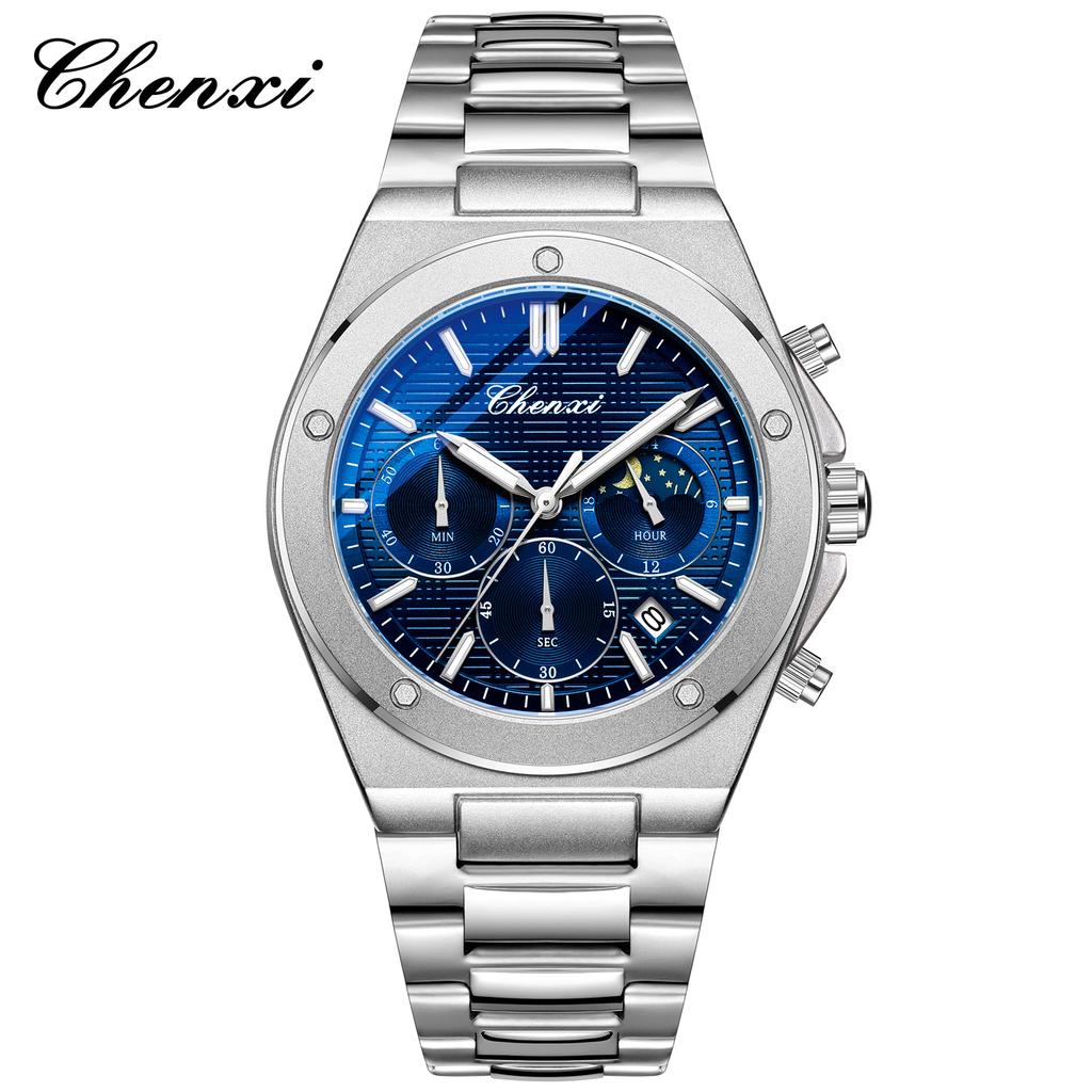 Men Multifunction Quartz Watch Luminous Waterproof Business Fashion Wristwatch