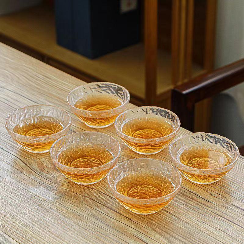 Vynikající skleněná květinová čajová sada 6 ks/sada Velkoobchod kávové šálky Krásné čajové hrnky Japonský hrnek Čajové šálky Porcelánová čínská miska