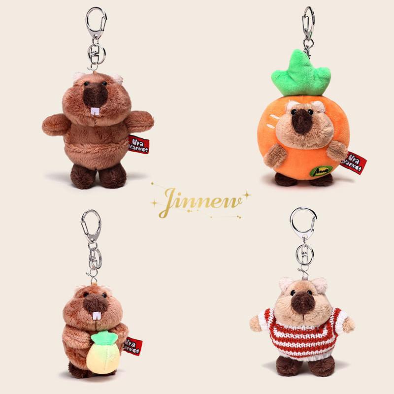Carrot Hoodie Hugging Carrot Marmot Cartoon Plush Keychain Cute Doll Pendant