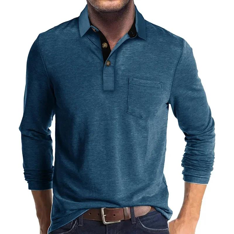 Autumn Men'S Polo Shirt Lapel Pocket T-Shirt Mens Business Casual Long Sleeve Tshirt Tees