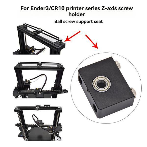 1 Black Aluminum Ball Screw Support Block Set for Ender3/CR10 Series Z-Axis