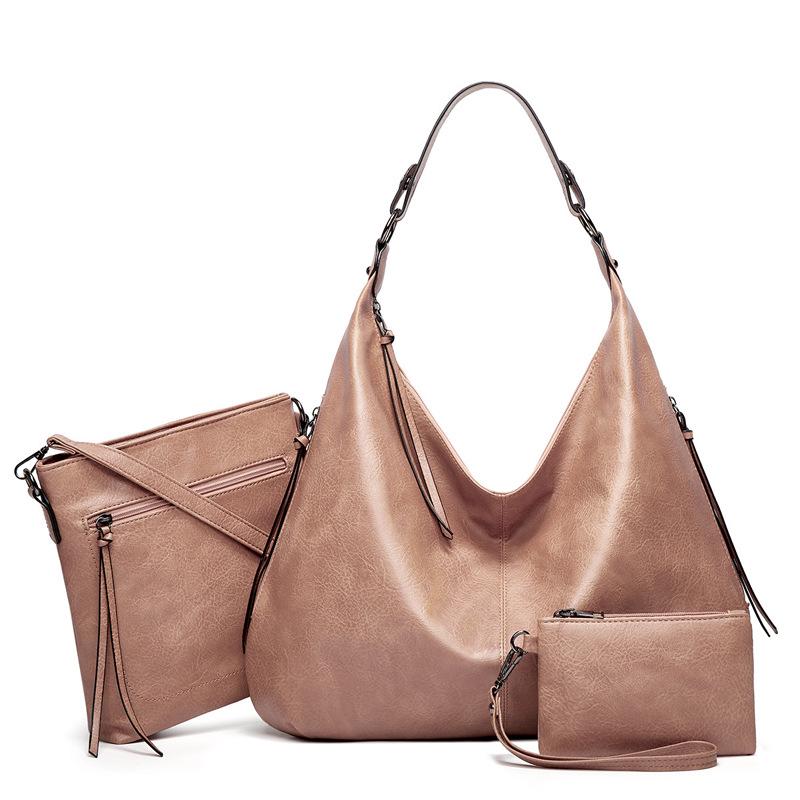 

2023 Women s Mother-Child 3-Piece Soft Leather Tote: Single Shoulder, Crossbody Handbag, Large Capacity, European & American Style.