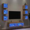 8-teiliges TV-Möbelset mit LED, Sonoma-Eiche