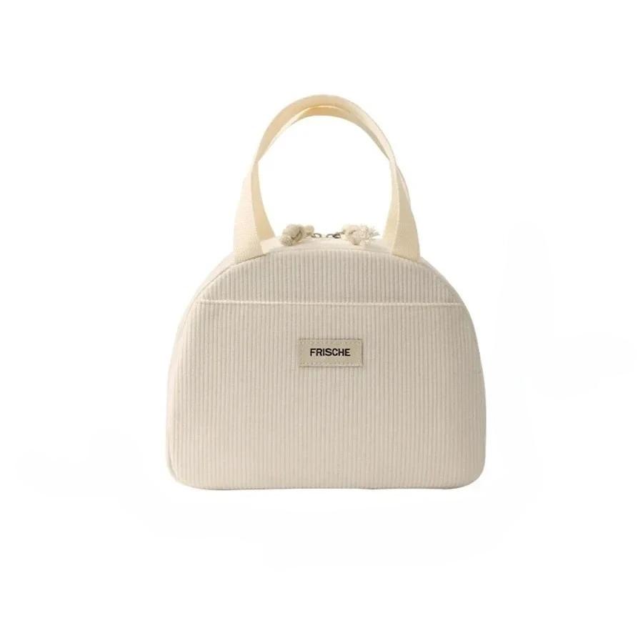 Портативные вельветовые сумки для ланча с термоизоляцией, ланч-бокс с милым принтом, женская сумка для хранения ланча, для пикника, бенто, большая вместимость, сумка-тоут, изолированная сумка для ланча