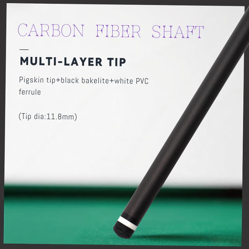 OKHEALING Carbon Fiber Pool Cue Black Technology Billiard Cue Sticks 11.8mm Tip Radial Pin Joint 147cm/58inch Length 19oz Weight, Purple
