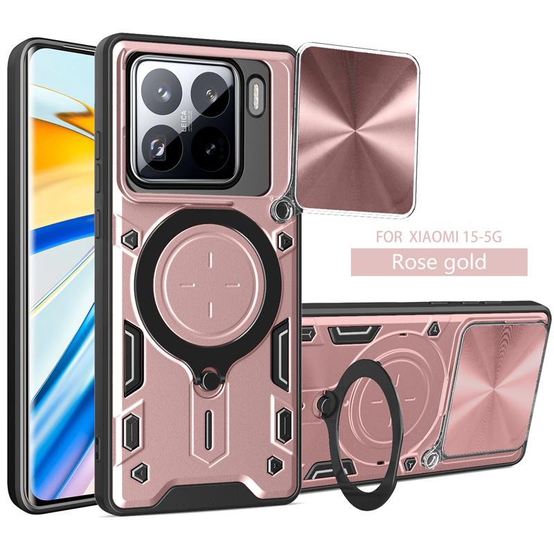 For Xiaomi 15 5G Case Slide Lens Protect Armor Shockproof Phone Case Coque For Xiaomi 15 5G Ring Holder Cover