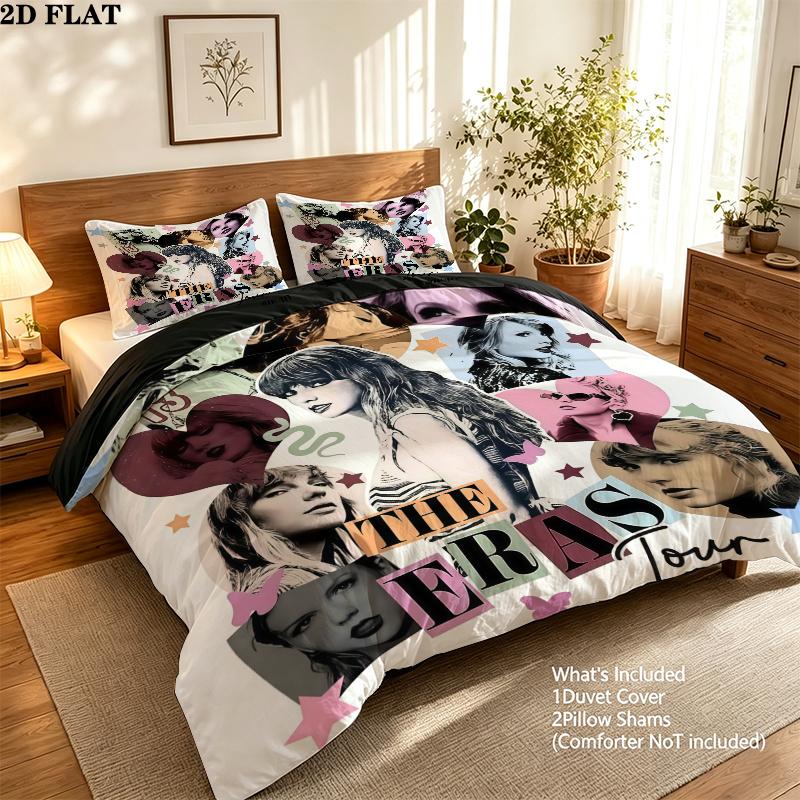 Taylor Swift Bedding Quilt Set Quilt Cover Pillowcase Home Decoration Birthday Gift (1 * duvet cover + 2 * pillowcase, without core)