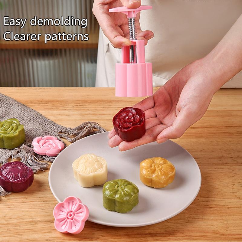71G Mooncake Mold Mid-Autumn Festival Hand-Pressure Flower Moon Cake Mould Diy Hand Mooncake Pressure Fondant Decoration Tools