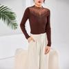 Silk Wool Knitted Bottoming Shirt Women's Long-sleeved Winter New Hot Diamond Semi-turtleneck Top Slim-fitting Sweater