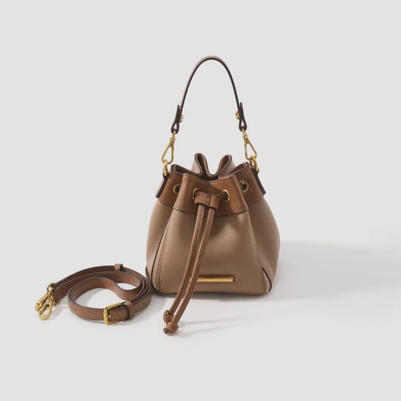 

Genuine Leather Contrast Color Bucket Bag - Trendy 2026 Crossbody Handbag for Women