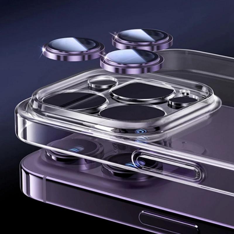 Camera Lens Protector Metal Lens Ring Case Glass For IPhone 15 Plus 15Pro Max 15 Pro 14 13 12 11 Lens Glass Cover