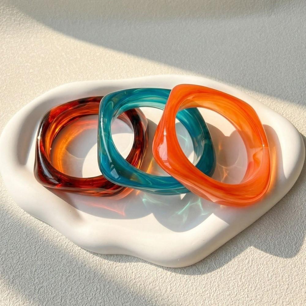 Farbverlauf Acryl Armbänder Durchscheinend Dicke Armreifen Statement Armreifen Harz Armreifen Gen Z Frauen