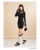 Eng anliegendes Strickkleid für Damen: Würziger Stil, Rundhalsausschnitt, Durchsichtig, Hüftbetont, Kurzer Rock für Herbst/Winter