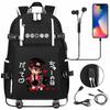 Anime Cloud Print USB Backpack for Teens Students Casual Large Capacity Travel Daypack