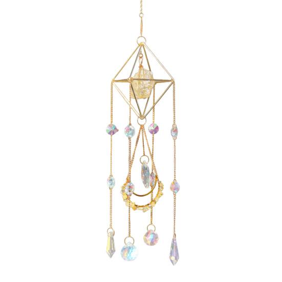 Faux Crystal Suncatcher for Window Natural Stone Rainbow Maker with Prism Pendant for Indoor Outdoor