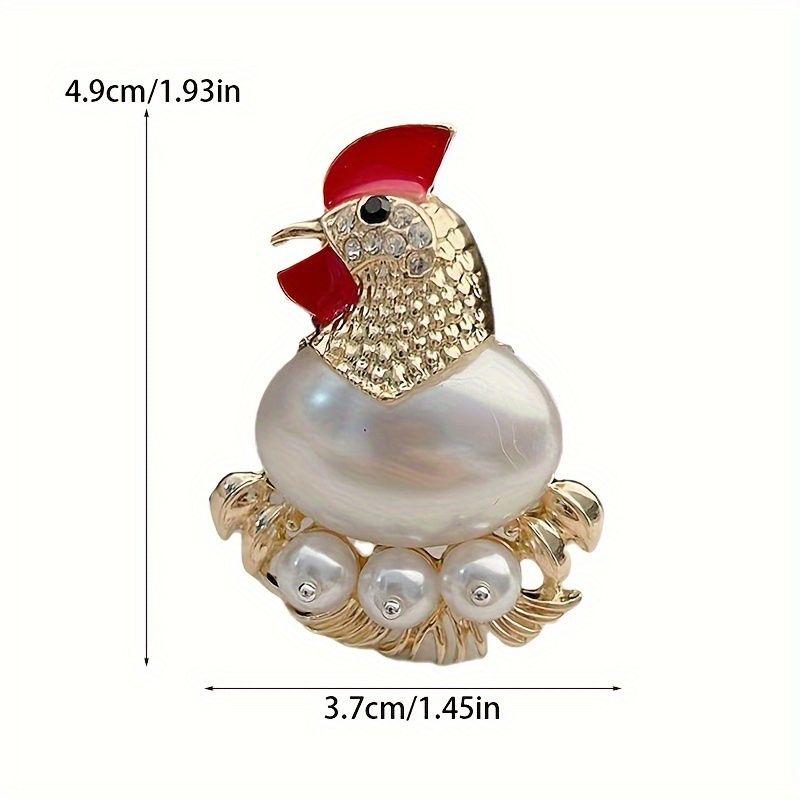 

Fun And Cute Pearl-embroidered Rooster Corsage, Stylish Rooster Brooch, Sweater, Shoe, Hat Accessory, Pin For Men And Women. One Size