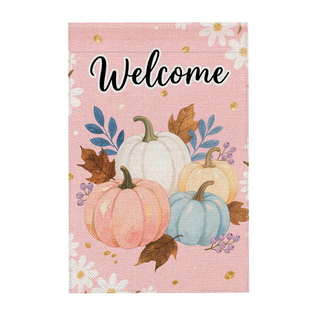 Autumn Harvest Welcome Garden Outdoor Decoration Flag, Thanksgiving Day Double-sided Yard Decoration (excluding Flagpole)