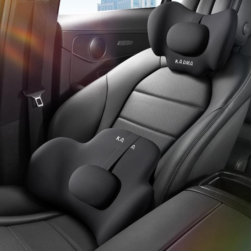 Comfortable Memory Foam Car Seat Headrest/Lumbar Support Adjustable Design Lightweight for Long Drives & Office Work