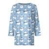 Women's Fashion Casual Round Neck 3/4 Sleeve Loose  Printed T-Shirt Ladies Top