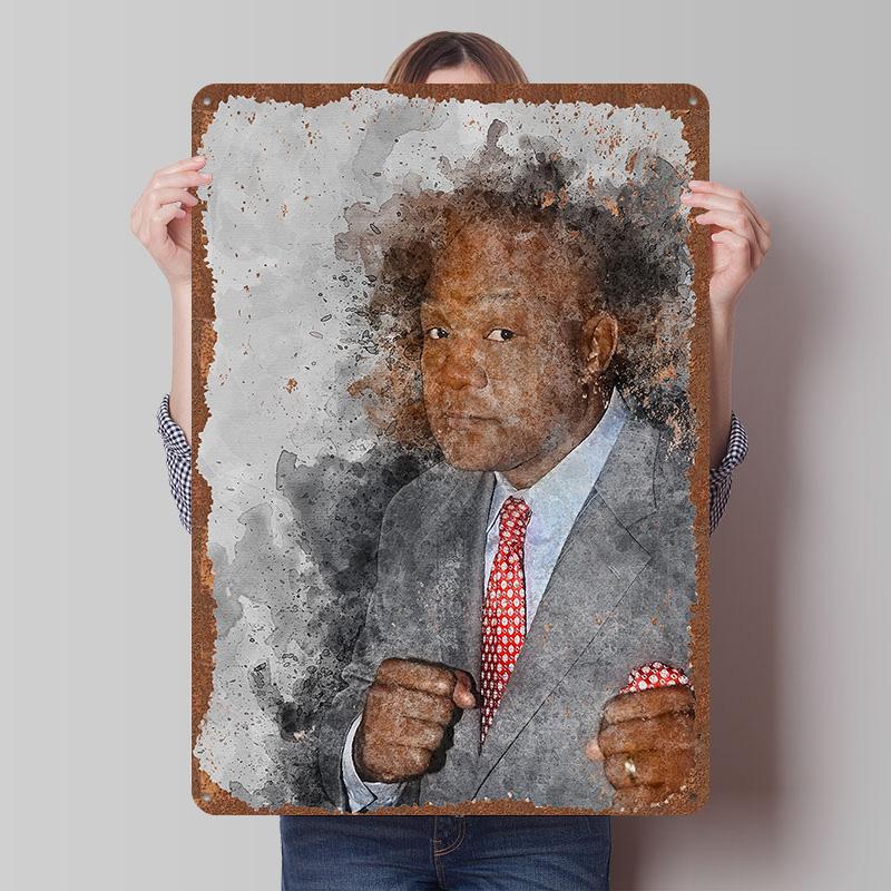 George Foreman Boxer Metal Posters Custom Vintage Metal Signs Wall Art Tin Plaque for Man Cave Bar Accessories Home Decoration